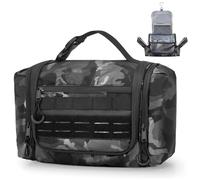 Prokva Hanging Toiletry Bag for Men, Tactical Dopp Kit Toiletry Travel Bag, Large Hygiene Organizer Shower Bag for Camping Outdoor, Black Camo