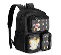 Prokva Ita Bag Pin Display Backpack with Insert, Kawaii Aesthetic Backpack with Laptop Sleeve for Cosplay and Concert, Black (Pins NOT Included, Patent Design)