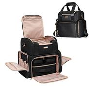 Prokva Large Makeup Bag with 3 Inner Case, Double Layer Cosmetic Organizer Case with Pocket for Makeup Brushes, Black