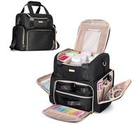 Prokva Large Medicine Organizer Bag, Pill Bottle Organizer with 3 Portable Pouches, Double-Layer Medication Case for Travel First Aid Home Storage, Black (Empty Bag Only)