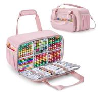 Prokva Marker Organizer Case Holding up to 216 Markers, Travel Marker Storage Bag Portable Marker Holder Bag with Shoulder Strap, Foil Liner for Easy Wipe Clean, Pink