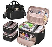 Prokva Medical Bag with 2 Medicine Storage Bags, First Aid Bag Empty, Pill Bottle Organizer Bag for Travel, Home Healthcare, Black (Bag Only)