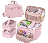 Prokva Medicine Storage Bag with 2 Medical Bags, Pill Bottle Organizer Bag Empty First Aid Bag for Travel, Home Healthcare, Pink(Empty Bag Only)