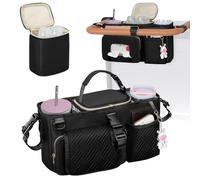 Prokva Parent Console Stroller Organizer Compatible with WONDERFOLD W2, Wagon Stroller Caddy with 2 Insulated Cup Holders, A Removable Cooler Bag, Black (Empty Bag)