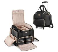 Prokva Rolling Makeup Case with 4 Removable Bags, Professional Makeup Train Case with Wheels, Makeup Artist Travel Bag with Brushes Storage Section (Patent Design), Black, Detachable Trolly Makeup