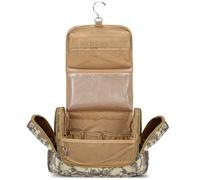 Prokva Tactical Toiletry Travel Bag for Men, Hanging Dopp Kit Hygiene Bag Shower Organizer with Hook for Toiletries and Shaving Care (Empty Bag), Desert Yellow