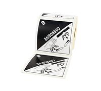 Prolac 500 White/Black 100 x 100 mm Class 8 Corrosive Fabrics Self-Adhesive Labels for Dangerous Goods