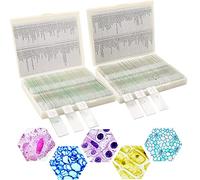 Prolee 200 Microscope Slides Set, 100 Plants & 100 Animal Tissues Includes Labels and Case for Biological Science Education,