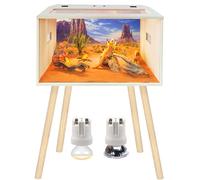 Prolee 26 Gallon Reptile Tank, Tempered Glass Bearded Dragon Tank with Wooden Roof and Lockable Doors, Large Lizard Habitat for Snakes, Iguanas, Chameleons (Oak)