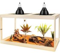 PROLEE Bearded Dragon Tank, Reptile Tank with Meatl Mesh Roof and Front Sliding Door, Lizard Tank,Spacious Reptile Enclosure for Snakes,Lguanas, Chameleons (Oak, 27 Gallon Volume, 24 Inch Length)