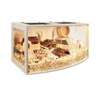 Prolee Hamster Cage Chew Proof Wood, Hamsters Enclosure Openable Top with Curved Design,Waterproof Small Animals Cage with Acrylic Sheets for Gerbils,Hamster Habitat(24 Inches)