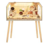Prolee Hamster Cage with Legs Chew Proof Hamster Habitat Guinea Pig Cages, Hamster House, Hamster Cages and Habitats (32" L x 16" W x 40" H, Clear Acrylic Roof)