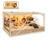 Prolee Hamster Cage Wooden 40 Inch Mice and Rat Habitat Openable Top with Acrylic Sheets Solid Built