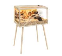 PROLEE Hamster Cage Wooden Chew Proof, Extra Large Mice and Rat Habitat Openable Top with Acrylic Sheets Solid Built Small Animal Cage with Leg Stands, 24 Inch Long
