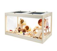 Prolee Hamster Cage Wooden Chewproof, Mouse Cage, Large Hamster Cage, Openable Roof with Sliding Doors and Lock, Wooden Cage for Hamster, Gerbil, Mouse, 24“