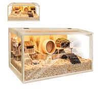 Prolee Hamster Cage Wooden Extra Large Mice and Rat Habitat Openable Top with Acrylic Sheets Solid Built (24 Inch)