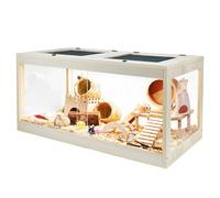 Prolee Hamster Habitat Chewproof, Mice and Rat Habitat with Transparent Sides, Hamster Cage with Openable Mesh Top, Solid Built with Lock Design (32" L x 16" W x 16" H)
