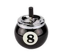ProLeo YHG-8 Billiard Ball Ashtray Metal with Number 8 for Indoor and Outdoor Use (Black)