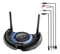 Prolig Bluetooth Adapter 5.0 Transmitter for TV PC aptX Low Latency Wireless Audio Adapter APP Support for 2 Headphones (Optical, AUX, RCA, USB) 393 Foot Range