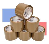 ProLoc Extra Wide Packaging Tape - Pick Colour & Qty: 6 Rolls of Brown, 3-Inch Wide Tape (72mm x 66m) - Broad Parcel Tape for Packing Large & Heavy Boxes