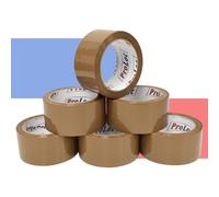 ProLoc Low Noise Packaging Tape (48mm x 66m) - Pick Colour & Qty - 2 inch Wide Strong Multipurpose Packing Tape with Secure Seal & Silent Unwind for Packing Boxes & Moving House (Brown, 6 Rolls)