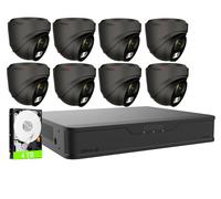 Prolux 8MP 4K CCTV Camera System with DVR | Home & Business Security Kit | Full-Color Night Vision | IP67 Waterproof | H.265 | 8 Cameras - Grey | HDD 4TB | HDMI, LAN, 20M Cables & Power Supply