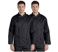 Proluxe TWIN PACK Professional Chef Jacket - Long Sleeve - Unisex - Modern Fit (Black, XXXL)