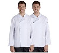 Proluxe TWIN PACK Professional Chef Jacket - Long Sleeve - Unisex - Modern Fit (White, XS)