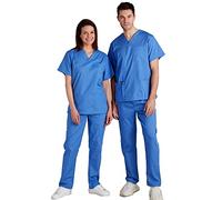 Proluxe TWIN PACK Professional Healthcare Scrub Suit Set - Top & Trouser - Unisex (as8, alpha, xx_l, regular, regular, Hospital Blue)