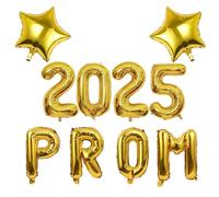 Prom 2025 Decorations, 16inch Prom 2025 Balloons, Graduation Party Decorations, Class of 2025 Congrats Grad Party Supplies, Star Foil Balloons for Indoor and Outdoor Proms Night Celebrations (Gold)