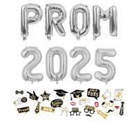 Prom 2025 Decorations, 8Pcs Prom 2025 Balloon Set+25Pcs Graduation Party Decorations, Perfect for Indoor and Outdoor Grad Party Supplies Anniversary