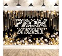 Prom Decorations 2025, Large Prom Night Backdrop Banner Black Gold, Graduation Party Decorations