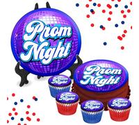 Prom Night - 8 INCH Cake or Cupcake Icing Toppers - School Dance Party Celebration Cake Decorations Perfect For Brownies Cookies Muffins & More! (1 x 8 Inch Circle Cake Topper (20.3cm x 20.3cm))