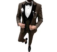 Prom Suit for Men Sim Fit 3 Piece Suits Dark Brown Formal Wedding Prom Suits Peak Lapel Tuxedo for Mam 2XL