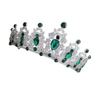 Prom Tiara Crown Baroque Alloy Rhinestone Headwear for Weddings | Green Glitter Finish, Fade-resistant Clarity, Special Occasions, Friends and Family Members, Crown Women