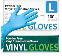 PROMART Blue Vinyl Disposable Gloves, Powder-Free, Latex-Free, Non-Sterile, Disposable Gloves, Ambidextrous, Comfortable Fit, Food Safe, Industrial & Home Use, Pack of 200, LARGE