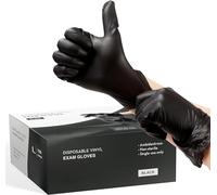 PROMART Disposable Gloves Black Vinyl - Latex-Free, Powder Free, Extra Strong 4 mil, Multi-Purpose, Non-Surgical Gloves, Disposable, Medical Exam Gloves, for Medical, Cooking & Cleaning (200, LARGE)