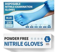 PROMART Disposable Nitrile Gloves, Latex-Free & Powder-Free, Blue - Comfortable, Durable, and Versatile for Medical, Food Handling, Surgical Gloves, Disposable Gloves (500, LARGE)