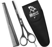 PromaxFit Professional Hair thinning Scissors with Comb and Case for Barber and Personal use - Black Color DIY Stainless Steel Hair Blending Scissor with Adjustable Screw.