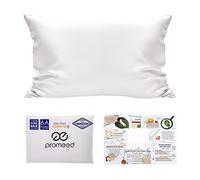 PROMEED 100% 22mm Mulberry Silk Pillowcase for Hair and Skin - Oeko-TEX Certified 22 Momme Silk Pillow Cover with Zipper (Queen 20"x30", White)
