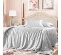 PROMEED 100% Mulberry Silk Duvet Cover Set 3PCS King Size, Real 23 Momme Grade 6A Silk Bedding Set with Duvet Cover and Pillowcases (Light Grey, King)