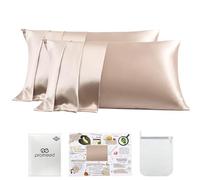 PROMEED 100% Mulberry Silk Pillowcase 2 Pack with Zipper, 23 Momme Grade 6A+ Silk Pillow Case King Size Set of 2, Cooling Pillow Cases for Hot Sleepers (King 20"x36", Champagne)