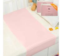 PROMEED 2 Pack 100% Mulberry Silk Crib Sheet for Baby Hair, 23 Momme Silk Bassinet Slip for Baby Bald Spots, Soft and Safe Silk Cot Sleeve for Everyday Use (Pink)