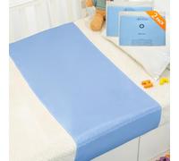 PROMEED 2 Pack 100% Mulberry Silk Crib Sleeve for Baby Hair Loss Prevention, Premium 23 Momme Natural Silk Bassinet Slip for Bassinets/Cradles/Cots/Cribs (Light Blue)