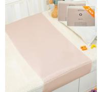 PROMEED 2 Pack 100% Mulberry Silk Crib Sleeve for Baby Hair Loss Prevention, Premium 23 Momme Natural Silk Bassinet Slip for Bassinets/Cradles/Cots/Cribs (Champagne)