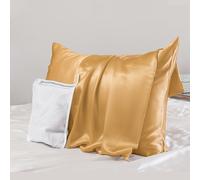PROMEED 23 Momme Mulberry Silk Pillowcase for Hair and Skin - Both Sides Premium Natural Silk Pillow Case, Grade 6A+ Soft Cooling Pillow Cases, 1pc (Queen 20"x30", Gold)