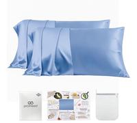PROMEED 23 Momme Silk Pillowcase 2 Pack for Hair and Skin, 3rd Gen Grade 6A+ 100% Mulberry Silk Pillow Case Set of 2, Cooling Pillow Cases for Hot Sleepers (Standard 20"x26", Light Blue)