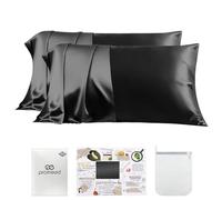 PROMEED 23 Momme Silk Pillowcase 2 Pack with Zipper, 3rd Gen Grade 6 100% Mulberry Silk Pillow Case Set of 2, Cooling Pillow Cases for Hot Sleepers (Standard 20"x26", Black)