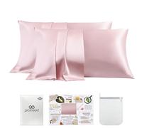 PROMEED 23 Momme Silk Pillowcase 2 Pack with Zipper, 3rd Gen Grade 6A+ 100% Mulberry Silk Pillow Case Set of 2, Cooling Pillow Cases for Hot Sleepers (Cal.King 20"x40", Pink)
