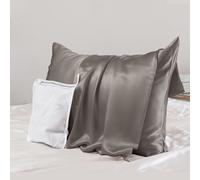 PROMEED Grey Silk Pillowcase Standard Size - Both Sides 23 Momme Grade 6A+Mulberry Silk Pillow Case Covers for Hair and Skin, Soft and Acne Free (Standard 20"x26", Grey)
